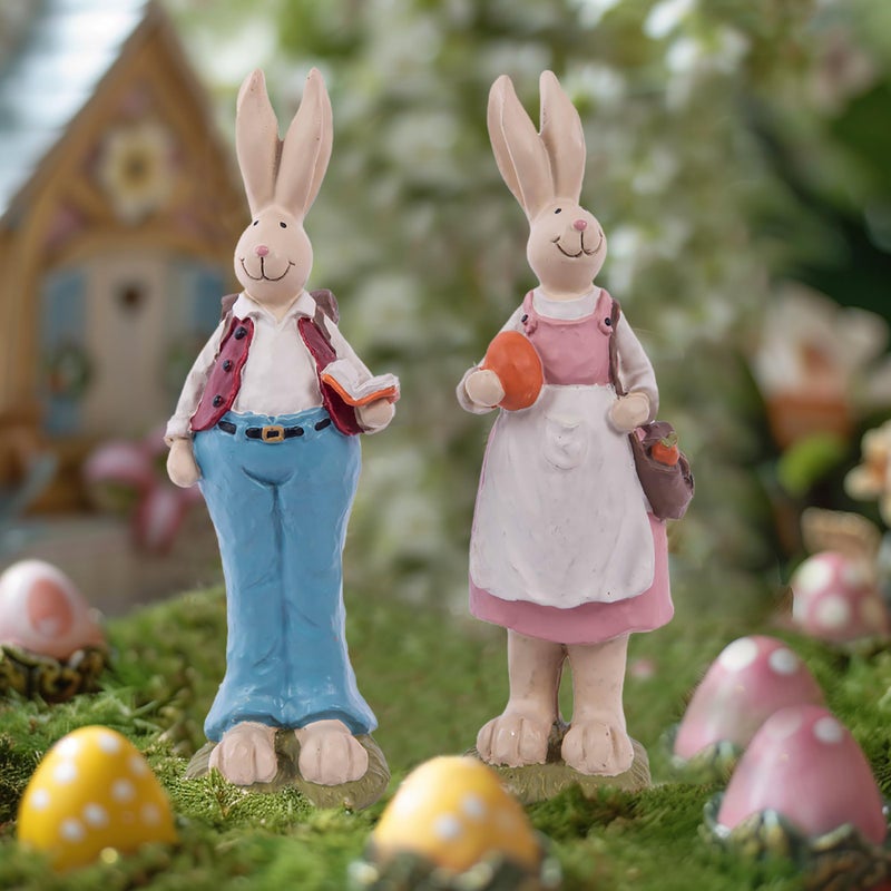 ENNAS Easter Bunnies Hand Painted with Easter Rabbits Home Decoration 6.1 Inch - Image 4